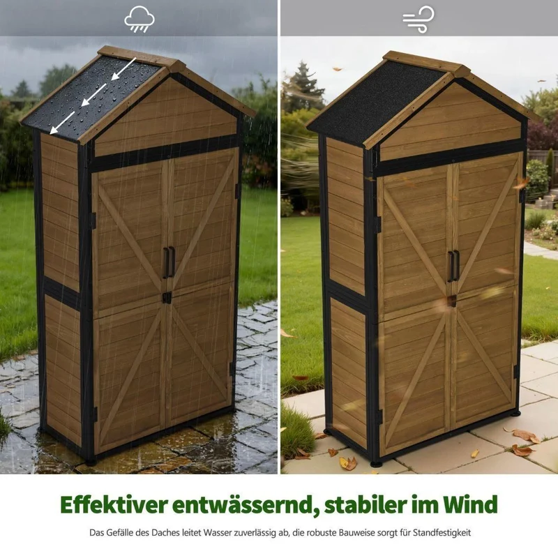 Gartenschrank Holz Geräteschrank Gerätehaus Werkzeugschrank