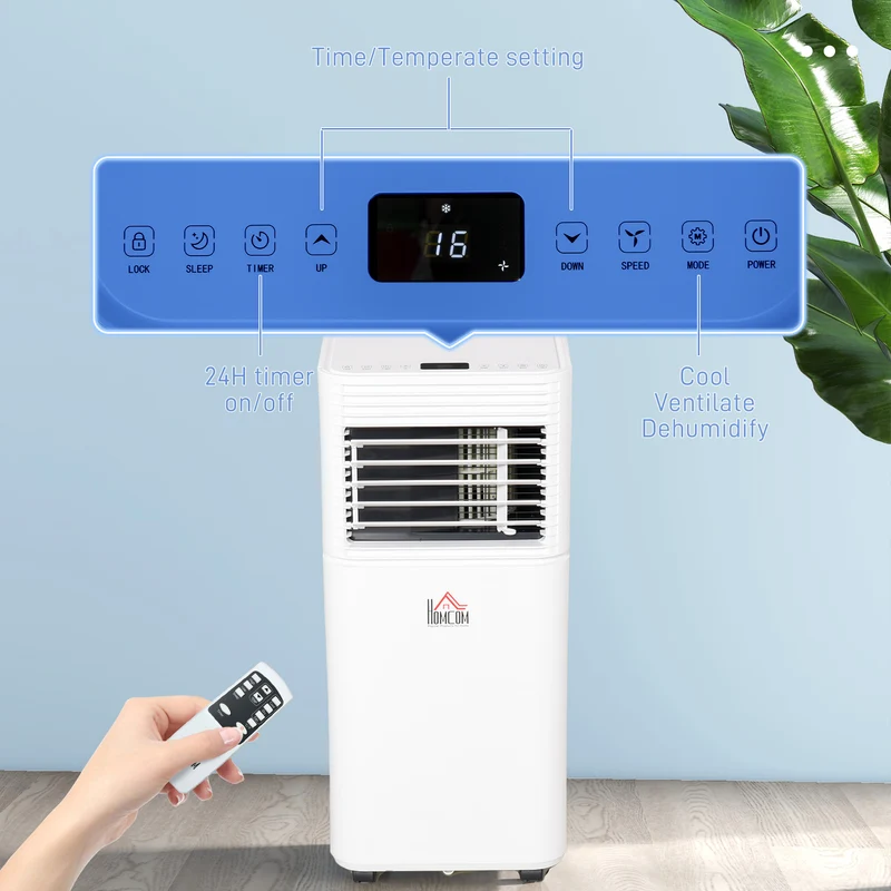 8000 BTU Portable AC Unit with Sleep Modes & Remote Control up to 344 Sq. ft, White