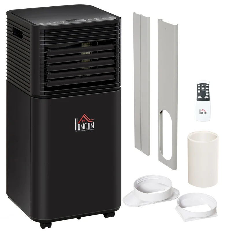 8,000 BTU Portable AC Unit with Dehumidifier & Fan, Rooms up to 344 Sq. ft for Home, Black