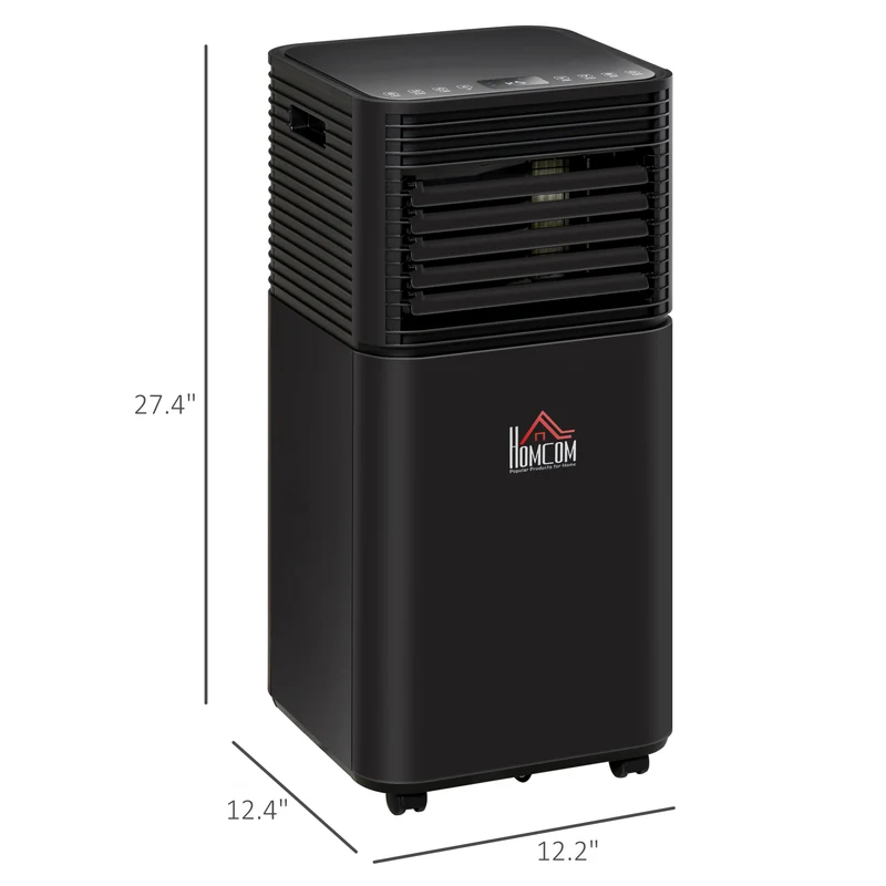 8,000 BTU Portable AC Unit with Dehumidifier & Fan, Rooms up to 344 Sq. ft for Home, Black