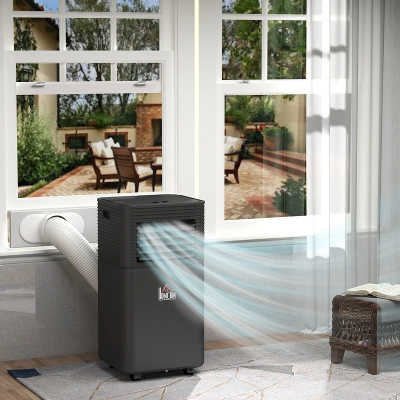 8,000 BTU Portable AC Unit with Dehumidifier & Fan, Rooms up to 344 Sq. ft for Home, Black
