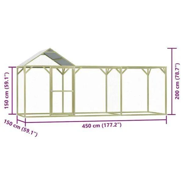 Hühnerstall Hühnergehege 4,5x1,5m Hühner