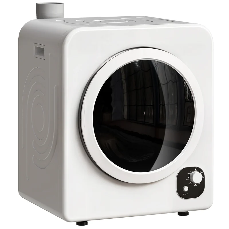 120V Portable Clothes Dryer, 3.3 Cu. Ft Laundry Dryer with Stainless Steel Tub, White