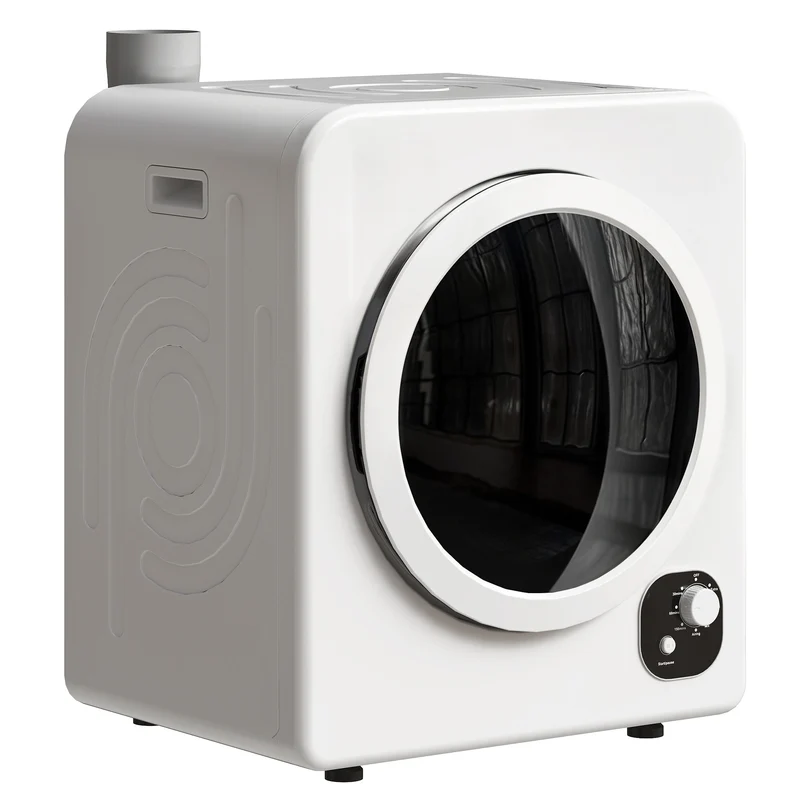 120V Portable Clothes Dryer, 3.3 Cu. Ft Laundry Dryer with Stainless Steel Tub, White