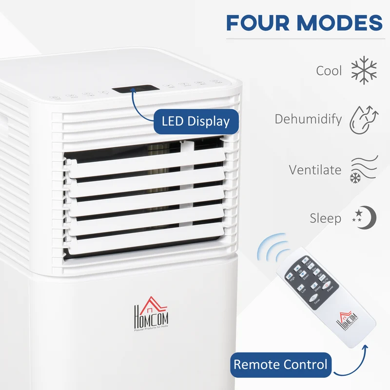 10,000 BTU Portable AC Unit with Dehumidifier & Fan, Rooms up to 344 Sq. ft for Home, White