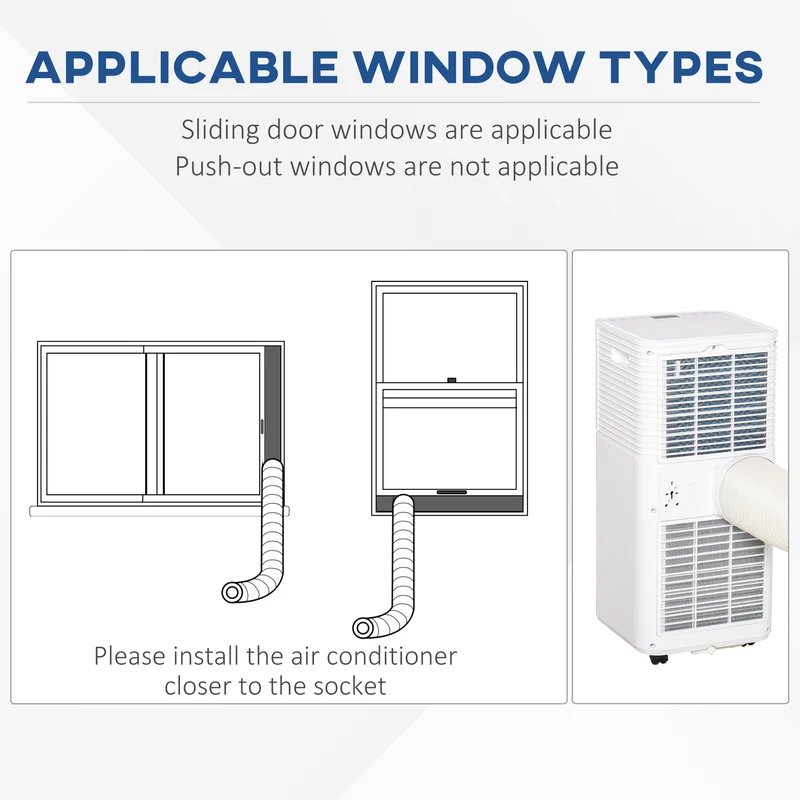 10,000 BTU Portable AC Unit with Dehumidifier & Fan, Rooms up to 344 Sq. ft for Home, White