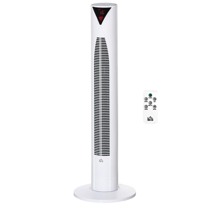 Freestanding Tower Fan Cooling for Home Bedroom with Oscillating & 4 Modes, White