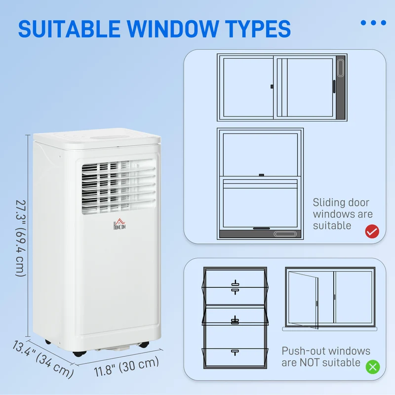 8000 BTU Mobile Portable Air Conditioner with Cooling, Dehumidifier, Portable AC Unit, Cream White