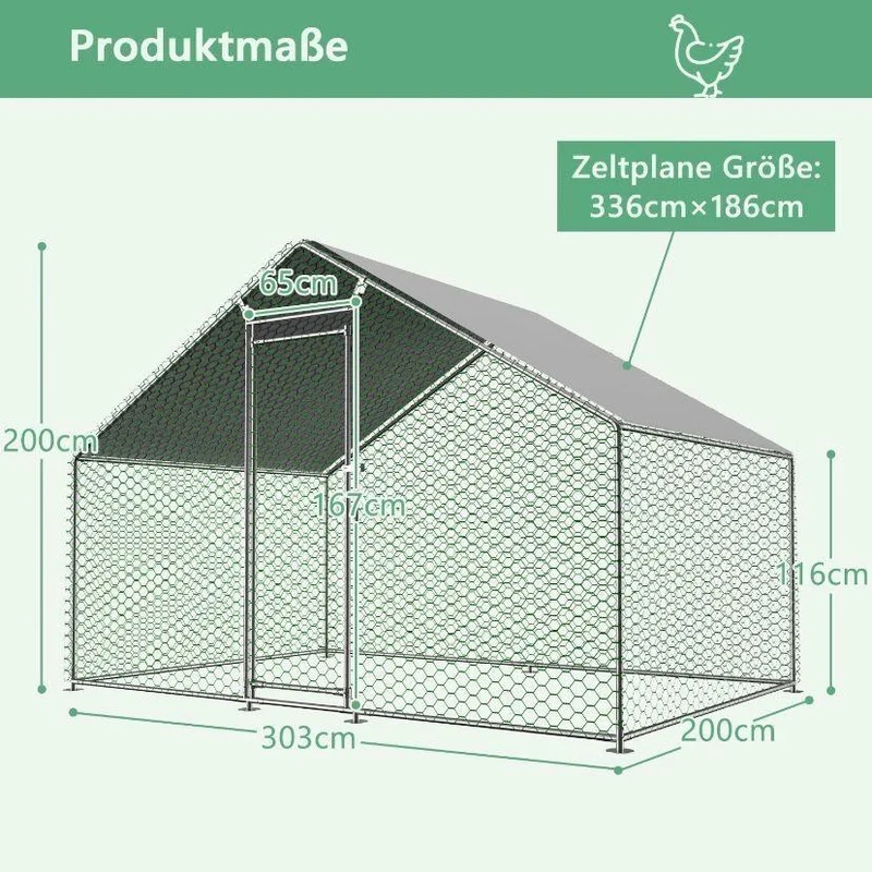 Hühnergehege 3x2m Hühnerstall Voliere