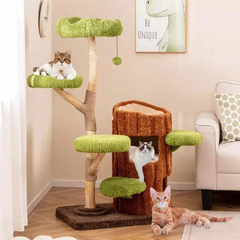141cm Kratzbaum Katzenbaum Kletterbaum Massivholz