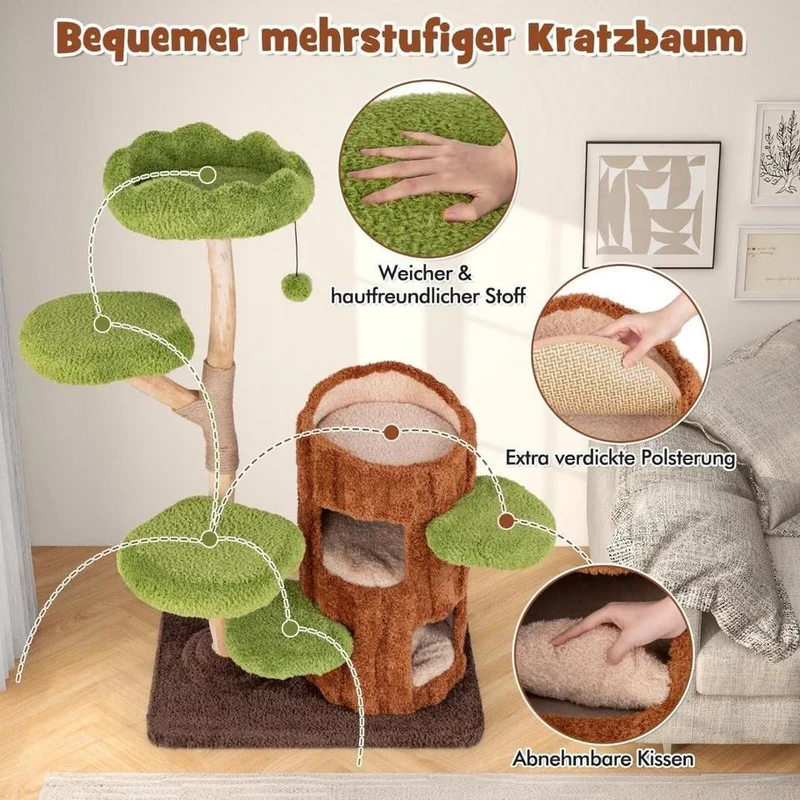 141cm Kratzbaum Katzenbaum Kletterbaum Massivholz