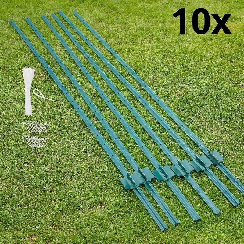 10er Set Zaunpfosten Metall 213cm