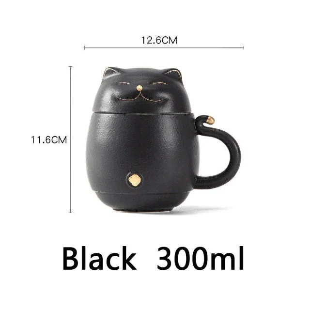 Skanto | Süße Katzen-Tasse aus Keramik mit Sieb