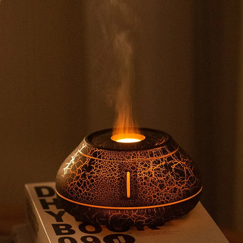 Skanto | Vulkan Flammen Luftbefeuchter Ätherisches Öl Diffusor Ultraschall Kaltnebel Erzeuger LED Ätherisches Öl Lampe Luftdiffusor