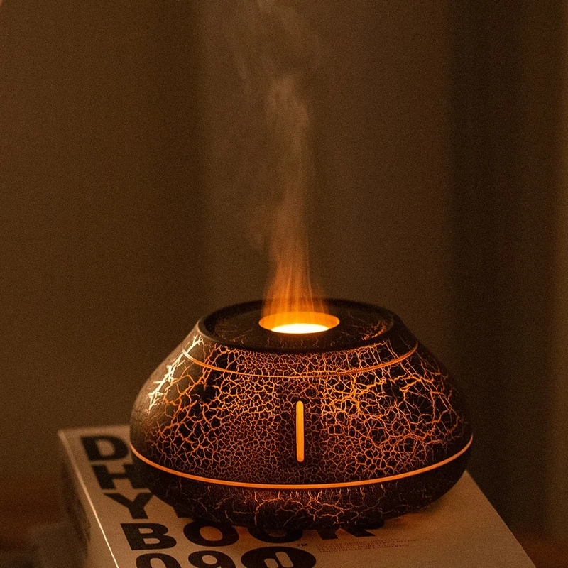 Skanto | Vulkan Flammen Luftbefeuchter Ätherisches Öl Diffusor Ultraschall Kaltnebel Erzeuger LED Ätherisches Öl Lampe Luftdiffusor