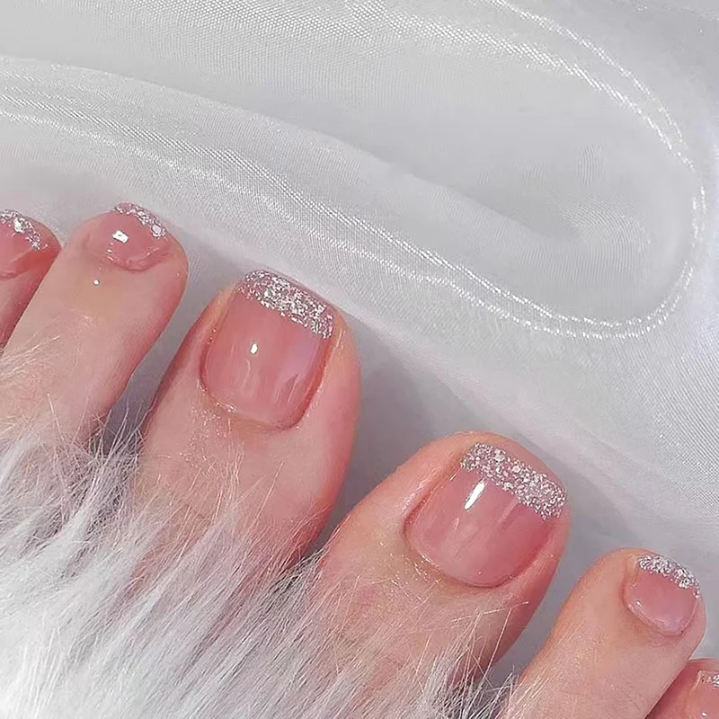 Glitter-Accent Press-On Zehennägel