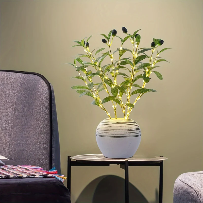 Skanto | Beleuchteter Olivenbaum LED Lampe – Moderne Deko für festliche Anlässe, Hochzeiten, Geburtstage & Partys, Ideal für Esstisch, Schrank oder Café Deko