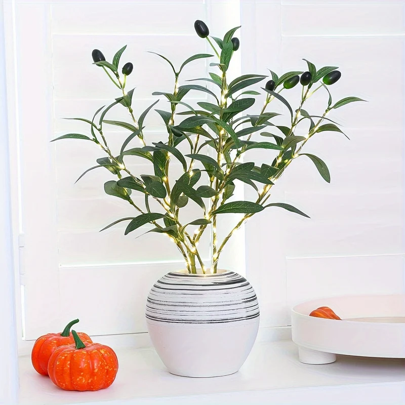 Skanto | Beleuchteter Olivenbaum LED Lampe – Moderne Deko für festliche Anlässe, Hochzeiten, Geburtstage & Partys, Ideal für Esstisch, Schrank oder Café Deko