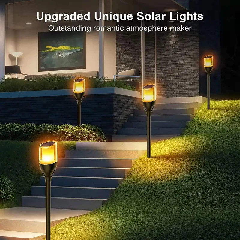Skanto | Flackernde Flammenlichter für den Außenbereich, Solar Fackel Gartenlampen, Wasserdichte LED für Terrasse und Hof
