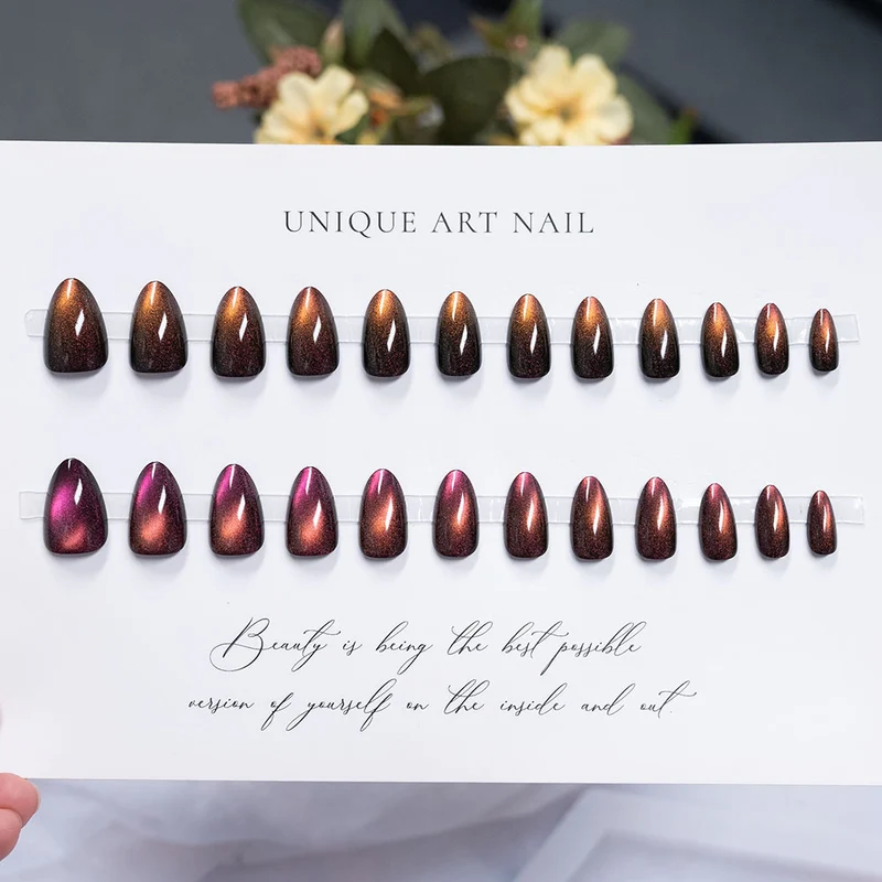 Glänzendes, langanhaltendes Press-On-Nagelset