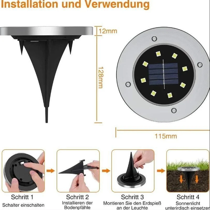 8er Set Solar Bodenstrahler