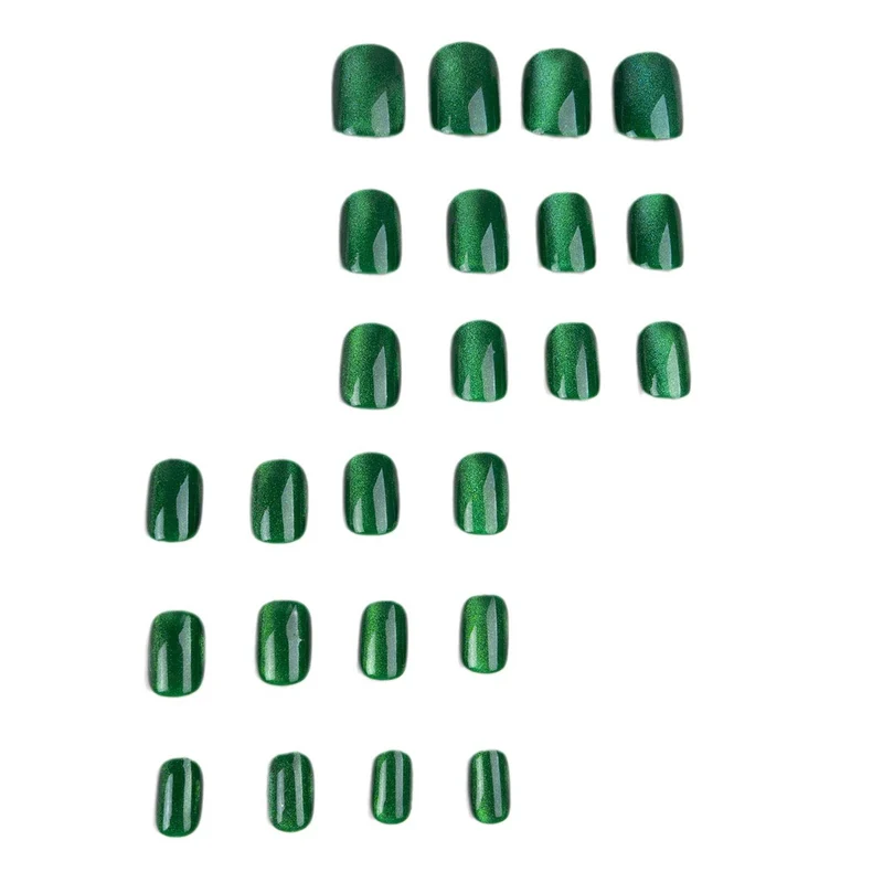 Glänzende grüne Press-On-Nagelset