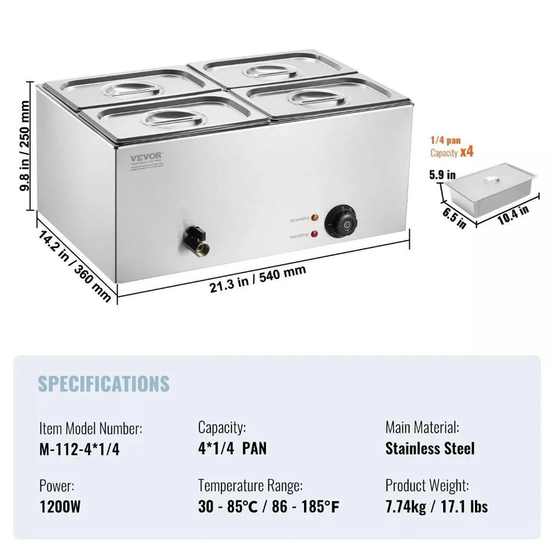 Speisenwärmer 4x15L Edelstahl