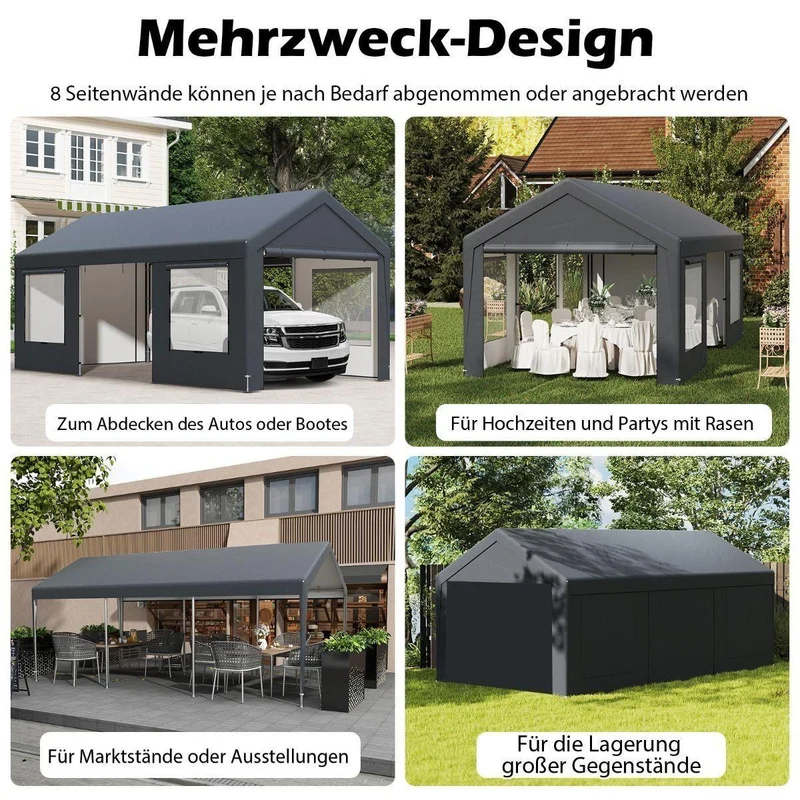Zeltgarage Carport 6x3m PE Gartenzelt Garagenzelt