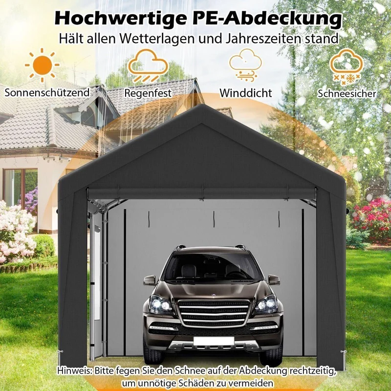 Zeltgarage Carport 6x3m PE Gartenzelt Garagenzelt