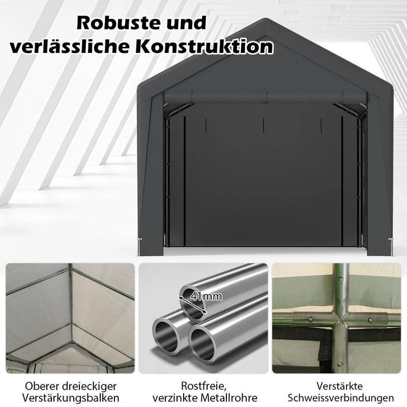 Zeltgarage Carport 6x3m PE Gartenzelt Garagenzelt