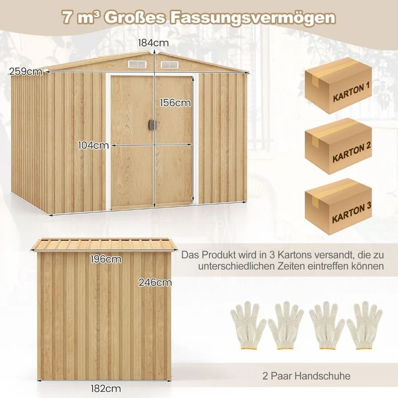 Gartenschuppen Gerätehaus 7m³ Schuppen Geräteschrank