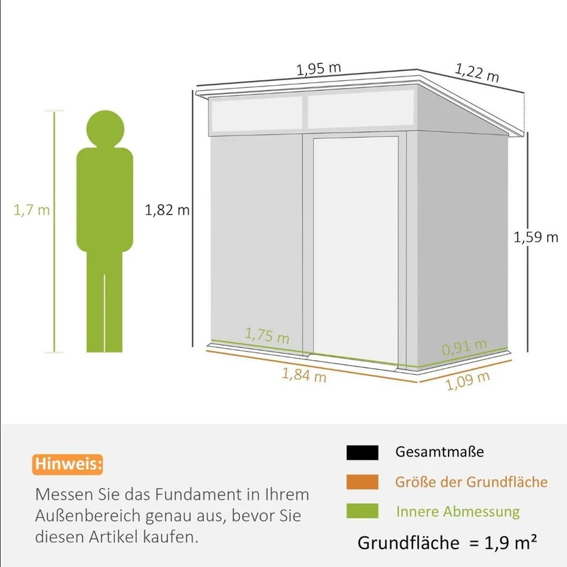 Gerätehaus Gartenhaus Geräteschrank Gartenschrank 1,9m²