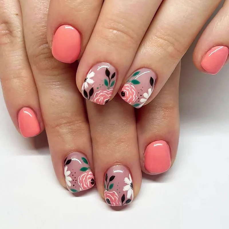 Blumen Dekorative Press-On Nagel Set