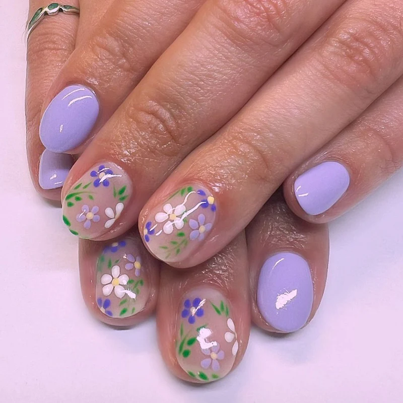 Blumen Dekorative Press-On Nagel Set