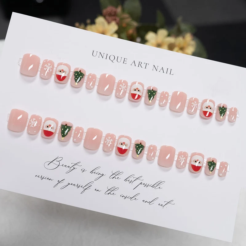 Festliche, Feiertags-Inspirierte Press-On Nagelkunst