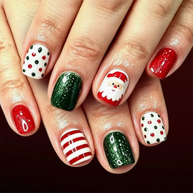 Festliche Weihnachts-Themen Druck-Nagelkunst