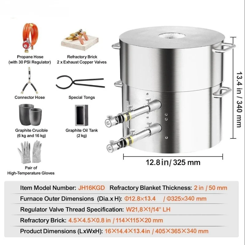 Propan 16kg Schmelzofen Set Metall Gießofen