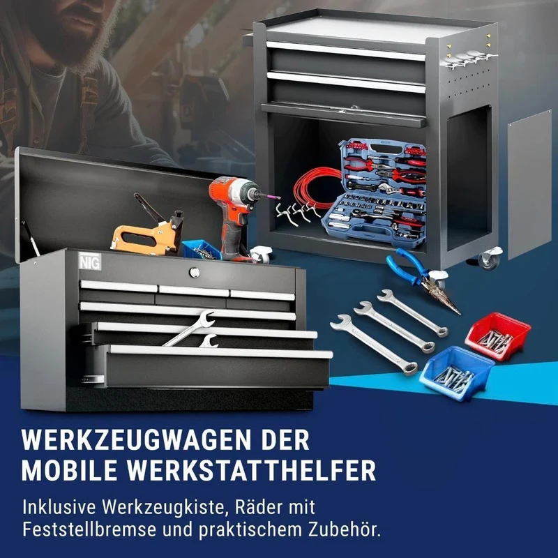 Werkstattwagen mit Werkzeugkiste Stahl