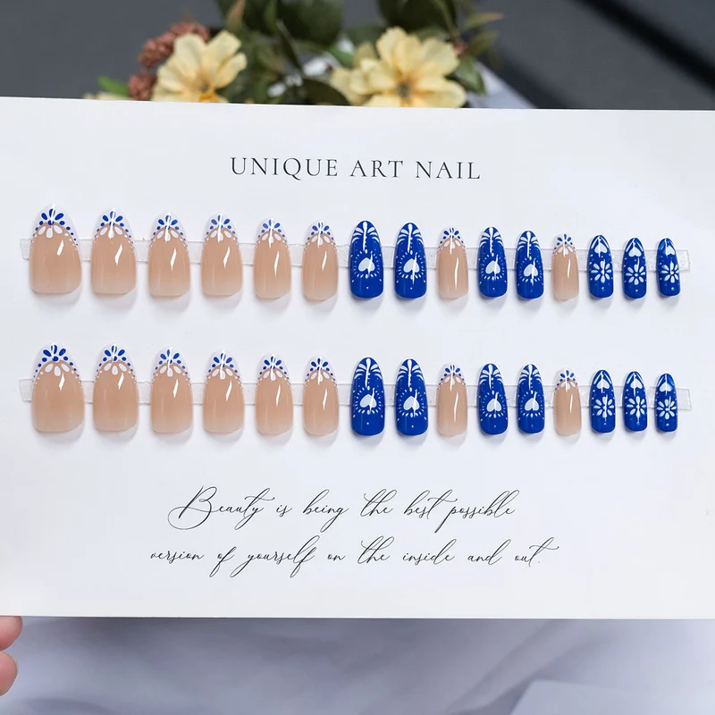 Floral Accent Stiletto Press-On Nägel 1791110680