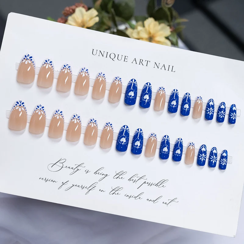Floral Accent Stiletto Press-On Nägel 1791110680