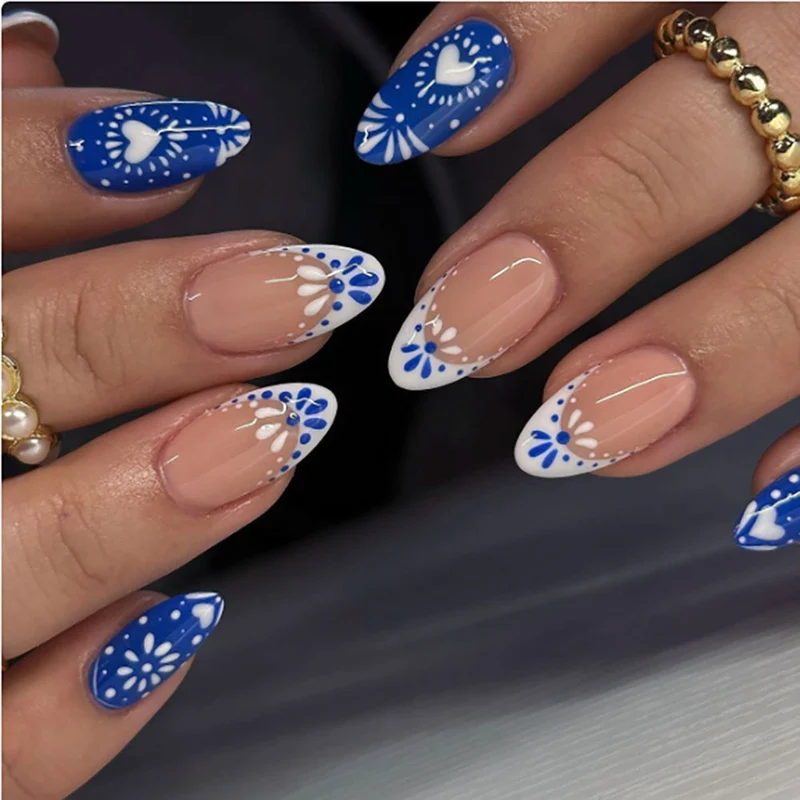 Floral Accent Stiletto Press-On Nägel 1791110680