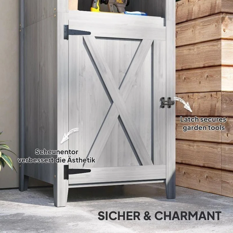 Gartenschrank Holz 160cm Geräteschrank Schrank
