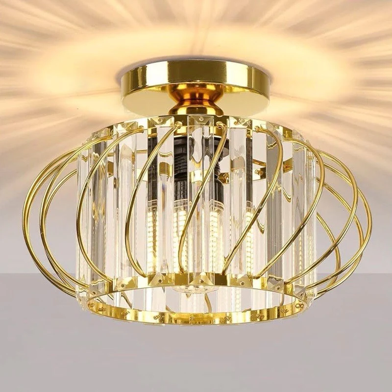 Kristall Deckenleuchte Gold E27
