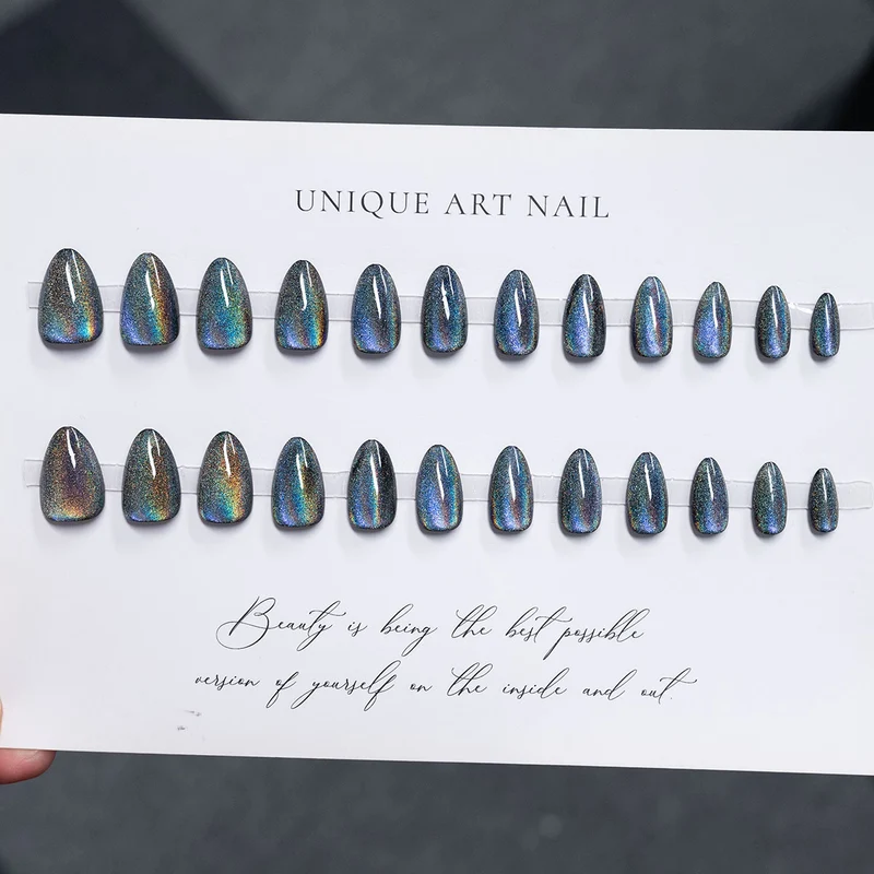 Elegante Stiletto Press-On Nägel mit holografischem Finish