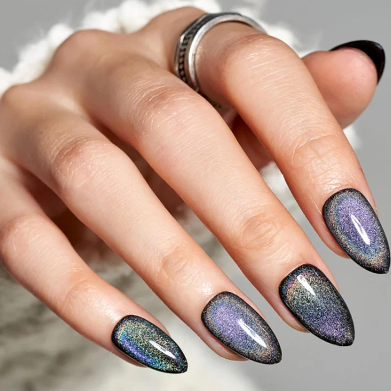 Elegante Stiletto Press-On Nägel mit holografischem Finish