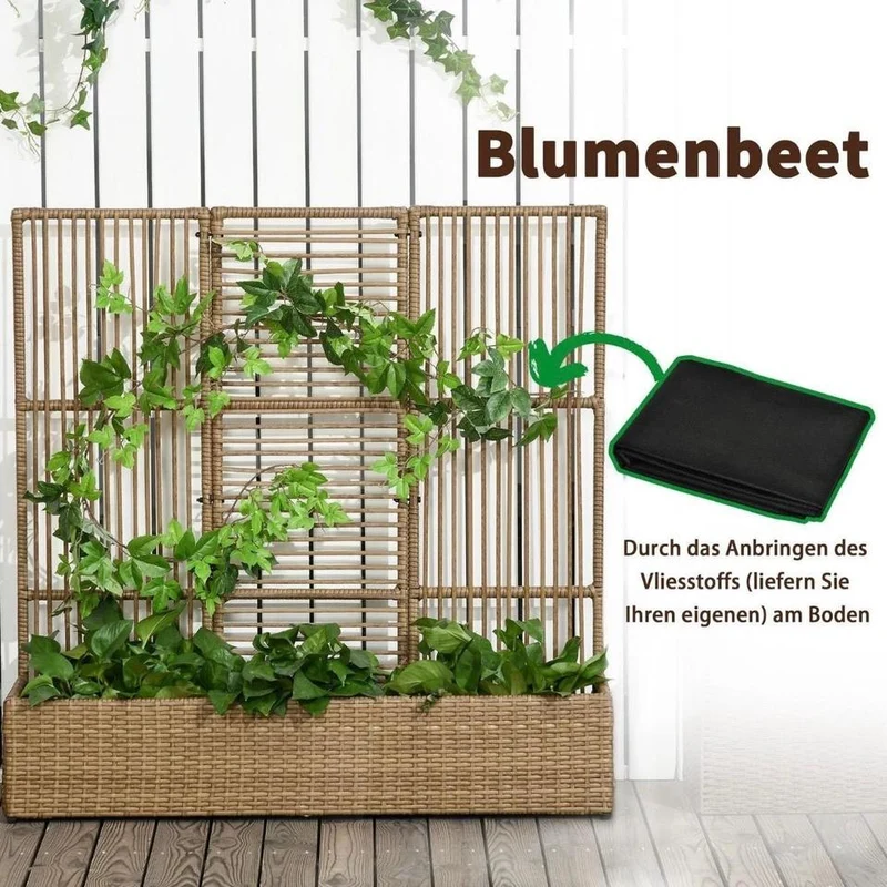 Polyrattan Hochbeet Rankgitter Blumenkasten