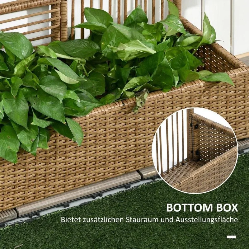 Polyrattan Hochbeet Rankgitter Blumenkasten