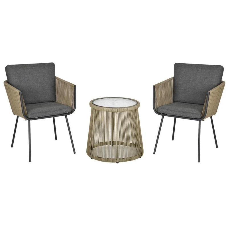 3tlg Rattan Gartenmöbel Gartengarnitur Set