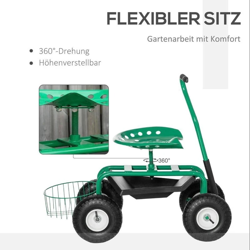 Gartenwagen mit Sitz rollbar