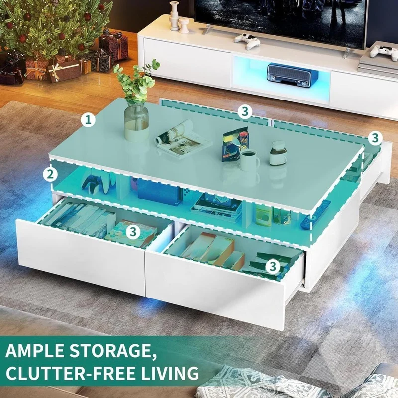 LED Couchtisch Weiß